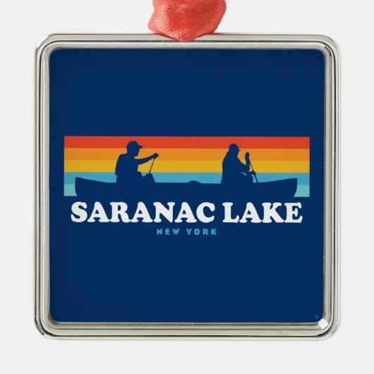 Saranac Lake New York Canoe Ornament Aus Metall (Vorne)