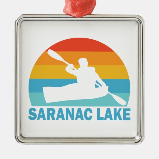 Saranac Lake New York Kayak Ornament Aus Metall (Vorne)