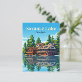 Saranac Lake New York Postkarte (Stehend Vorderseite)
