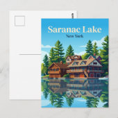 Saranac Lake New York Postkarte (Vorne/Hinten)