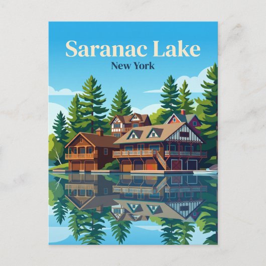 Saranac Lake New York Postkarte (Vorderseite)