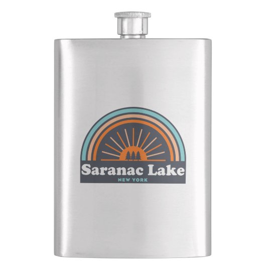 Saranac Lake New York Rainbow Flachmann (Vorderseite)