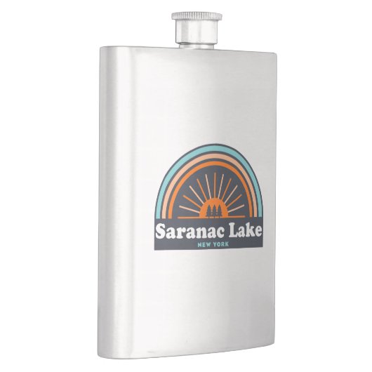 Saranac Lake New York Rainbow Flachmann (Rechts)