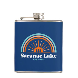 Saranac Lake New York Rainbow Flachmann