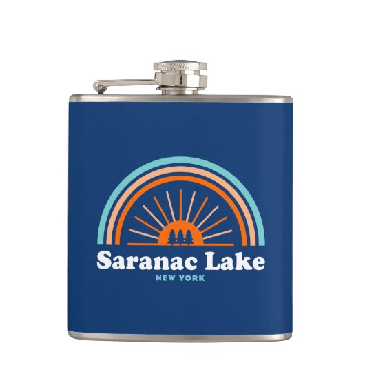 Saranac Lake New York Rainbow Flachmann (Vorderseite)