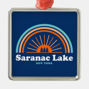 Saranac Lake New York Rainbow Ornament Aus Metall