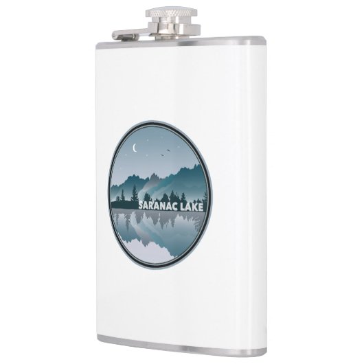 Saranac Lake New York Reflection Flachmann (Links)