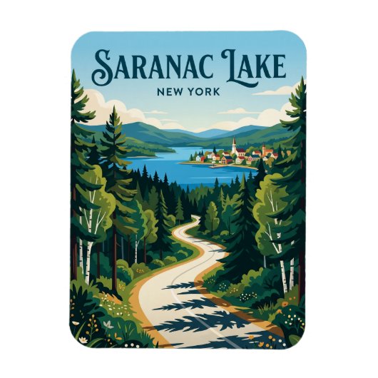 Saranac Lake USA Magnet (Vertikal)