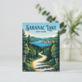 Saranac Lake USA Postkarte (Stehend Vorderseite)