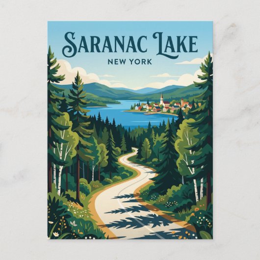 Saranac Lake USA Postkarte (Vorderseite)
