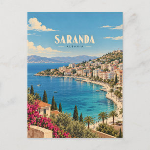 Saranda Albanien Vintage Reise Kunst Postkarte