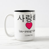 Saranghae - Ich Liebe Sie in koreanischer PERSONAL Zweifarbige Tasse (Links)