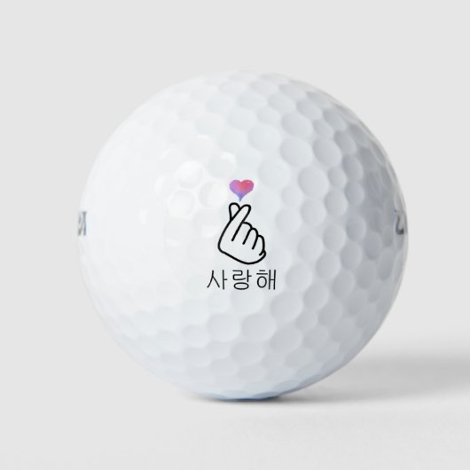 Saranghae Korean Finger Heart K-Pop K-Drama Love S Golfball (Vorderseite)
