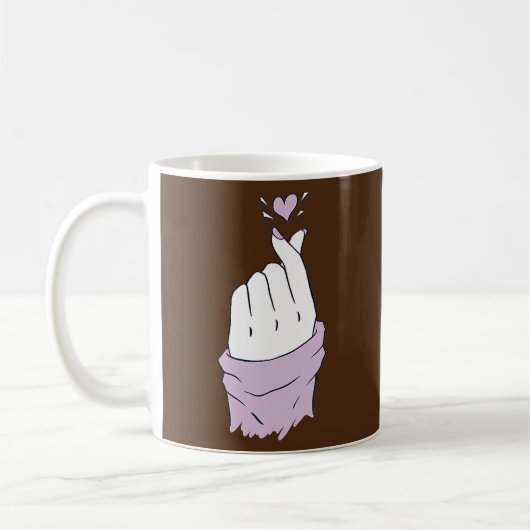 Saranghae Korean Finger Heart K Pop Liebe Lavender Kaffeetasse (Links)