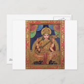 SARASAWATI ANTIQUE INDISCHE MALERDRUCK POSTKARTE (Vorne/Hinten)