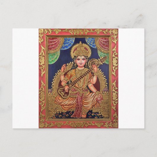 SARASAWATI ANTIQUE INDISCHE MALERDRUCK POSTKARTE (Vorderseite)