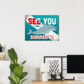 Sarasota Dolphin - Retro Vintage Travel Poster (Heimbüro)