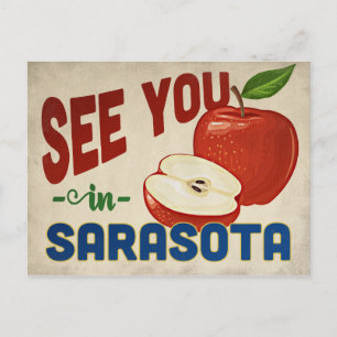 Sarasota Florida Apfel - Vintage Reise Postkarte