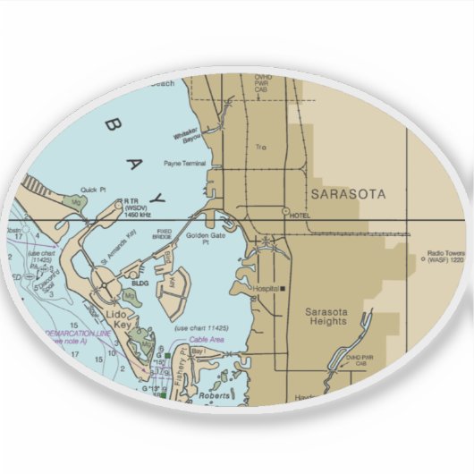 Sarasota Florida Chart Aufkleber (Vorderseite)