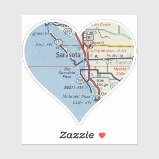 Sarasota Florida Classic Karte Aufkleber (Blatt)