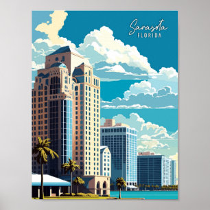 Sarasota Florida Kunst Vintage-Reiseillustration Poster