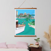 Sarasota Florida Marina Wandteppich Mit Holzrahmen (Schlafzimmer)