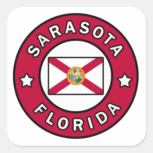 Sarasota Florida Quadratischer Aufkleber (Vorderseite)