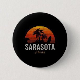 Sarasota Florida Retro Surfer Vintage Strand Herre Button