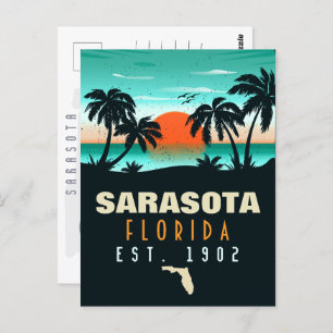 Sarasota Florida Tropisches Retro Souvenirs Postkarte
