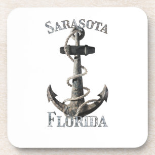 Sarasota Florida Vacation Nautical Anchor Sailing Getränkeuntersetzer
