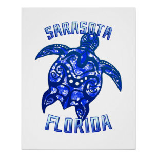 Sarasota Florida Vacation Tribal Turtle Poster