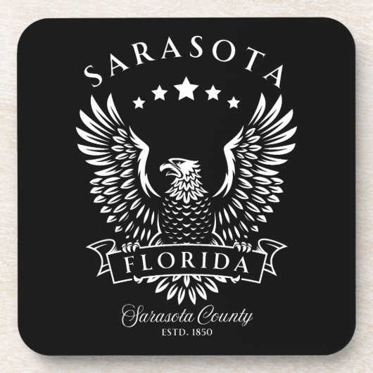 Sarasota Florida Vintag Eagle Getränkeuntersetzer (Vorderseite)
