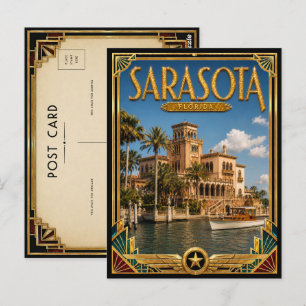 Sarasota Florida Vintage Art Deco Golden Age Postkarte