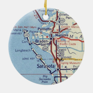 Sarasota Florida Vintage Karte Keramik Ornament