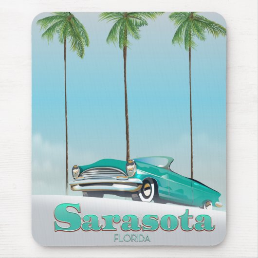 Sarasota Florida Vintages Reiseplakat Mousepad (Vorne)