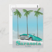 Sarasota Florida Vintages Reiseplakat Postkarte (Vorne/Hinten)