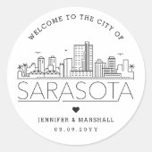 Sarasota Skyline | Begrüßung Runder Aufkleber (Vorderseite)