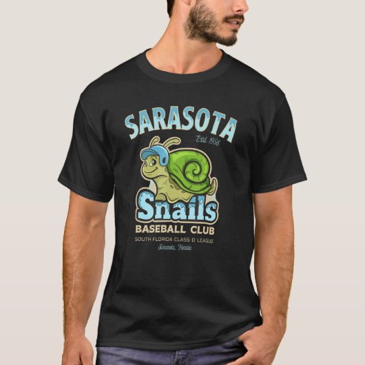 Sarasota Snails Kleinliga Baseball Team T-Shirt (Vorderseite)