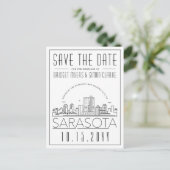 Sarasota Wedding | Stilisierte Skyline Save the Da Postkarte (Stehend Vorderseite)
