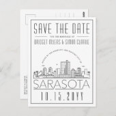Sarasota Wedding | Stilisierte Skyline Save the Da Postkarte (Vorne/Hinten)