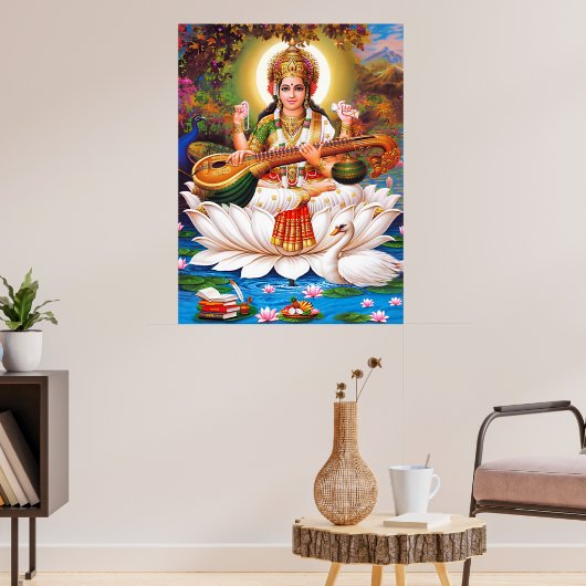 Saraswati Göttin der Kunst & Bildung Poster (Wohnzimmer 3)
