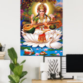 Saraswati Göttin der Kunst & Bildung Poster (Heimbüro)