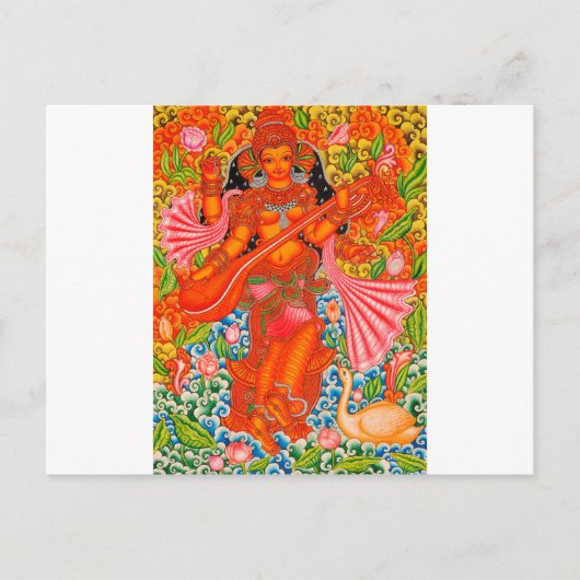 SARASWATI HINDU GODESS OF LEARNING TANJORE POSTKARTE (Vorderseite)
