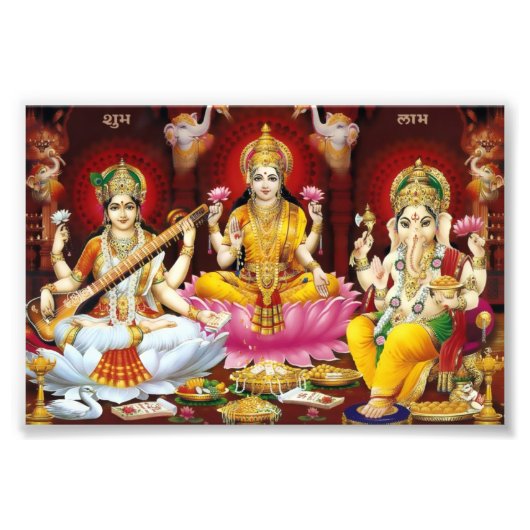 Saraswati, Lakshmi, & Ganesha Print (6" x 4") Fotodruck (Vorne)