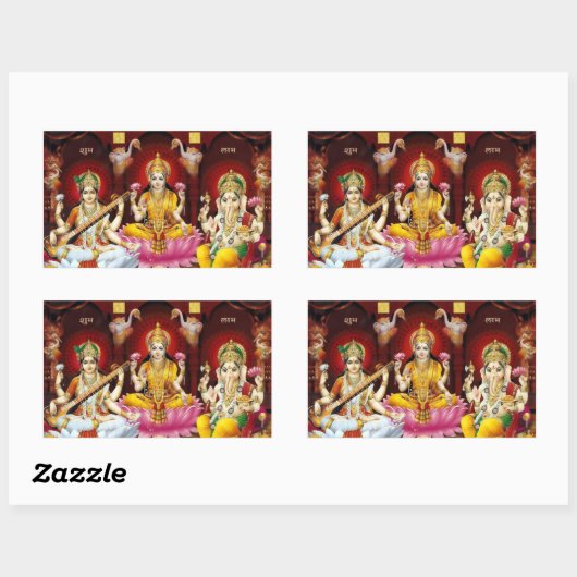 Saraswati, Lakshmi & Ganesha Stickers (Blatt)