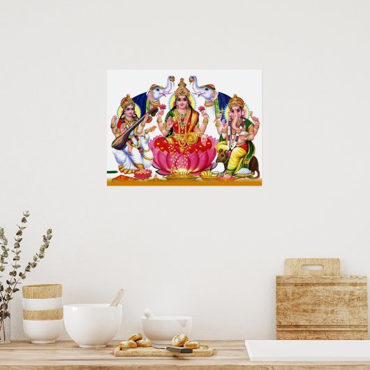 Saraswati, Laxmi, Ganesha Poster (Küche)