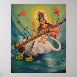 Saraswati Malerei Poster