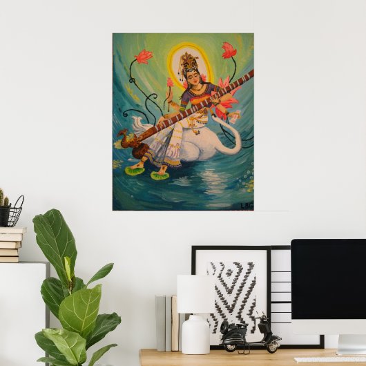 Saraswati Painting Poster (Heimbüro)