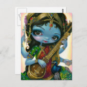 "Saraswati Playing Veena" Postkarte (Vorne/Hinten)