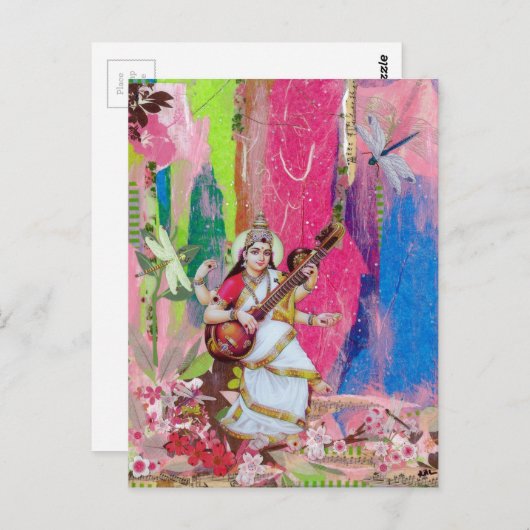 Saraswati Postkarte (Vorne/Hinten)